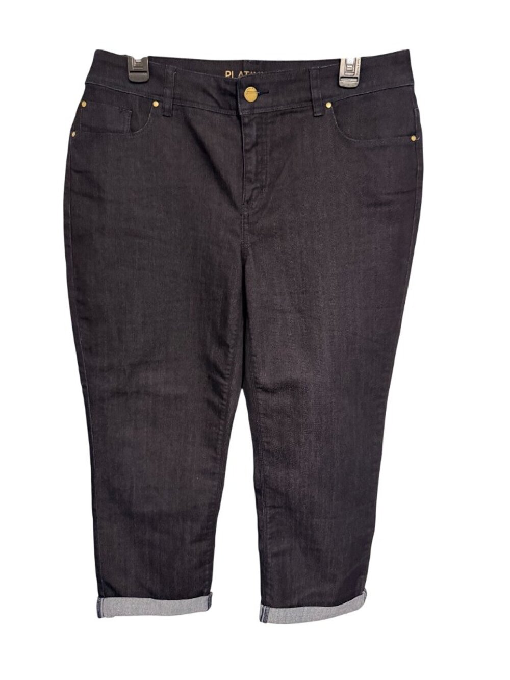 Chico's Platinum Cropped/Capri Cuffed Jeans Dark Wash Blue Womans 1.5/10